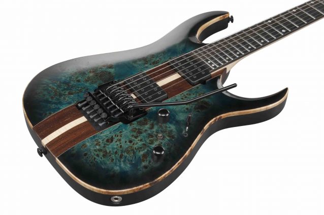 Ibanez RGA20P1PB-CUL RGA Premium Poplar Burl Top Electric Guitar in Cosmic Blue Burst