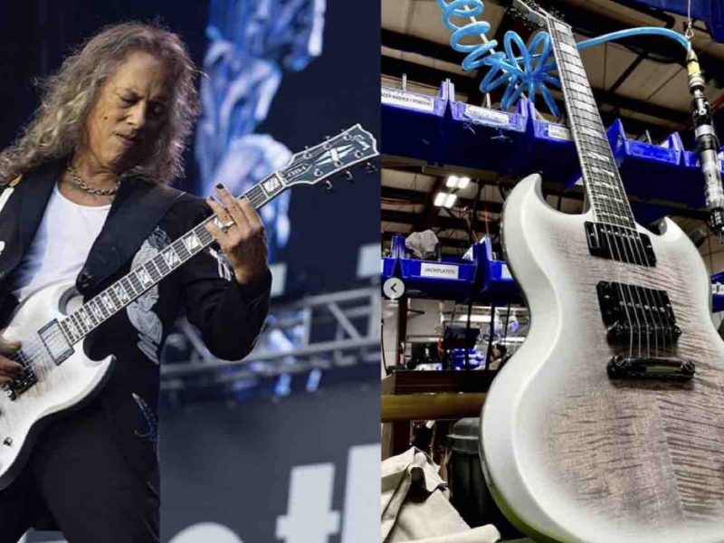 Moon Burst Gibson SG Metallica's Kirk Hammett Unveils One-of-a-Kind Gibson SG, Hand-Built by CEO Cesar Gueikian – Now Up for Charity Auction