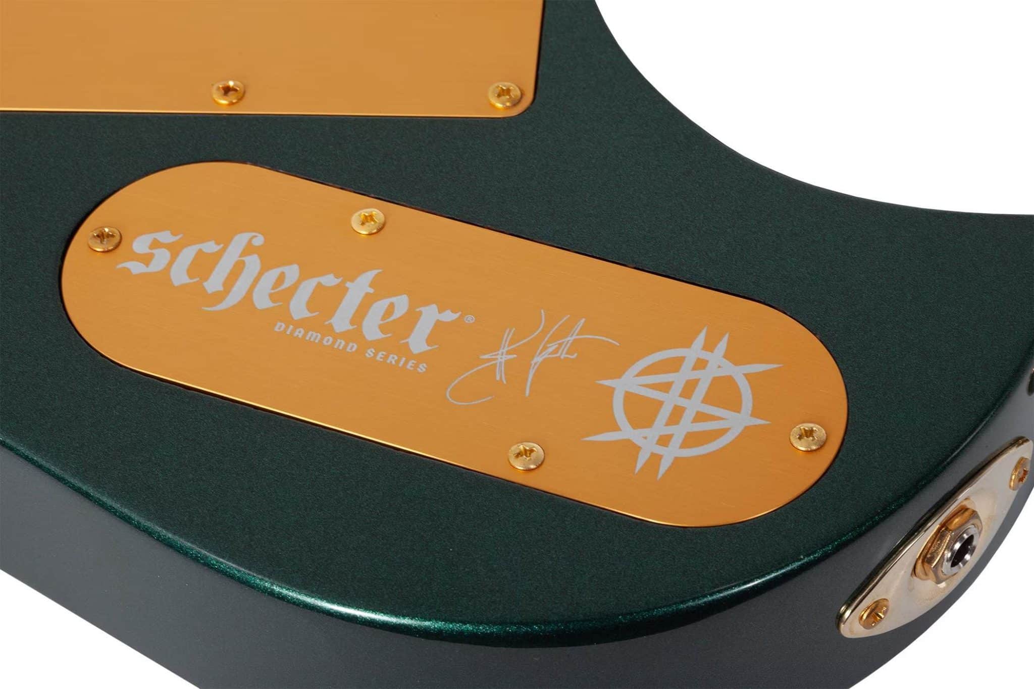 Synyster Gates Custom 7-TR Headless.Oak Green Metallic Schecter and Syn S control cavity cover