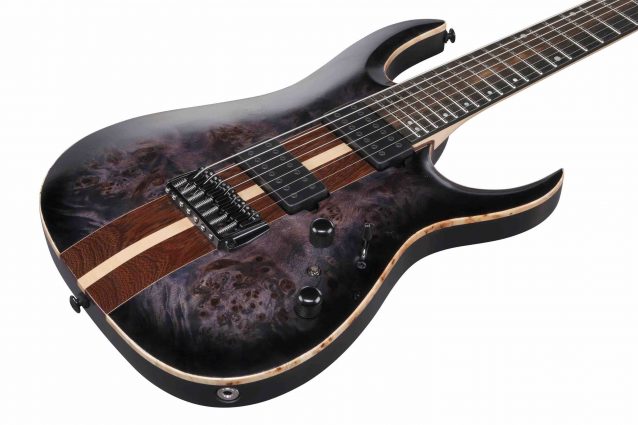 Ibanez RGA217P1PB-DRL RGA Premium 7-String Poplar Burl Top Electric Guitar in Deep Twilight Burst